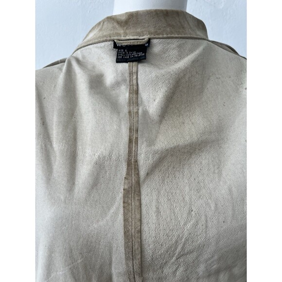 Vtg Y2K Leather Trench Coat Duster L Brazt Doll Boho  Festival Coachella Sun - Picture 3 of 13